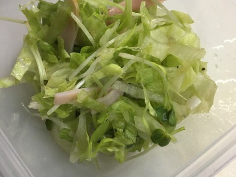 レタスとハムと貝割れ大根の生野菜サラダ(^○^)